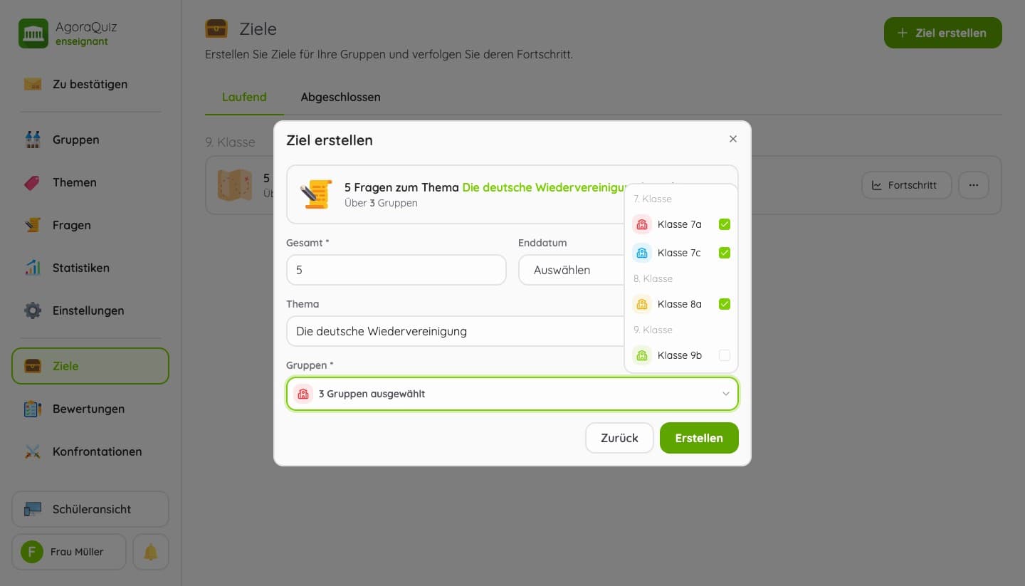 AgoraQuiz v2: Der Lehrerbereich in neuem Gewand