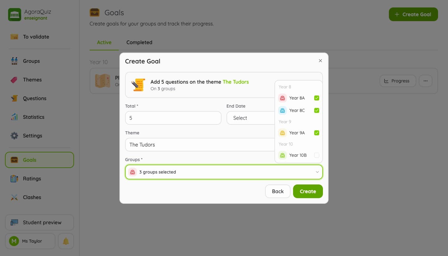AgoraQuiz v2: a new teacher space