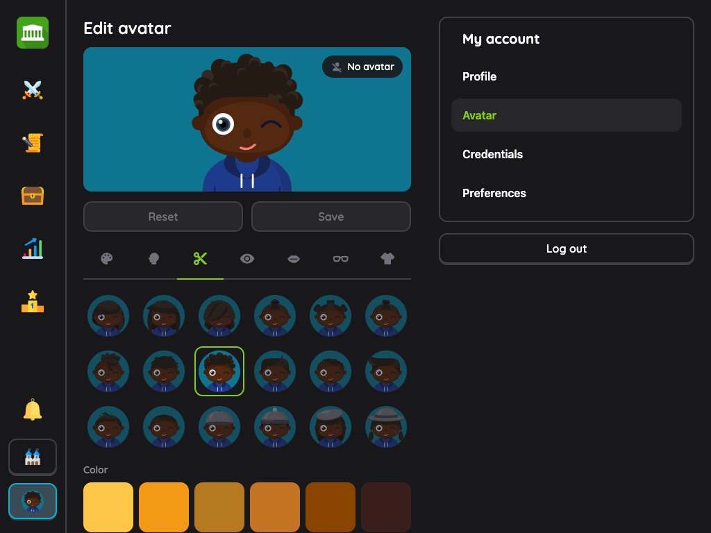 New version: the student's avatar editor