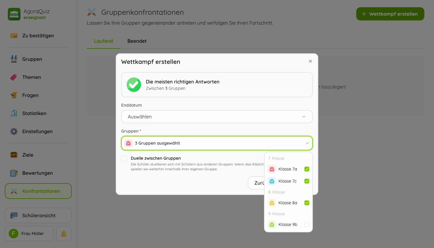 Neue Version: Wettbewerb zwischen drei Gruppen